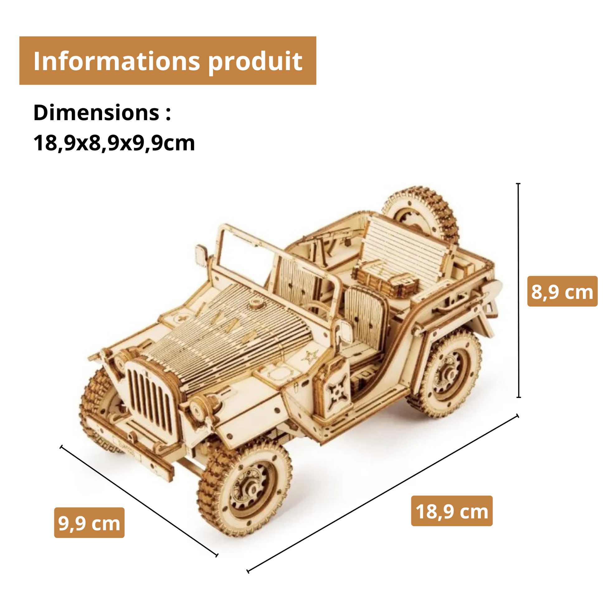 Puzzle 3D - La Jeep Militaire | MindWood Wonders