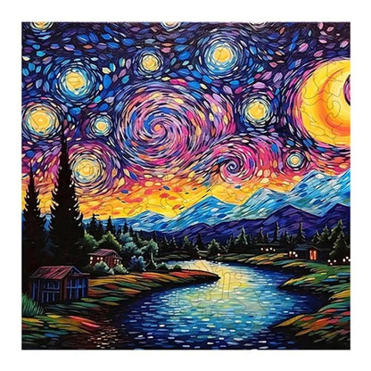 Puzzle 2D - La Nuit Étoilée | MindWood Wonders