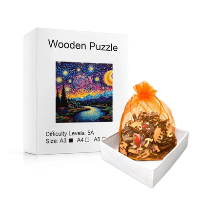 Puzzle 2D - La Nuit Étoilée | MindWood Wonders