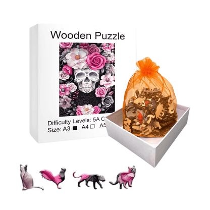 Puzzle 2D - Le Crâne aux Fleurs Éternelles | MindWood Wonders