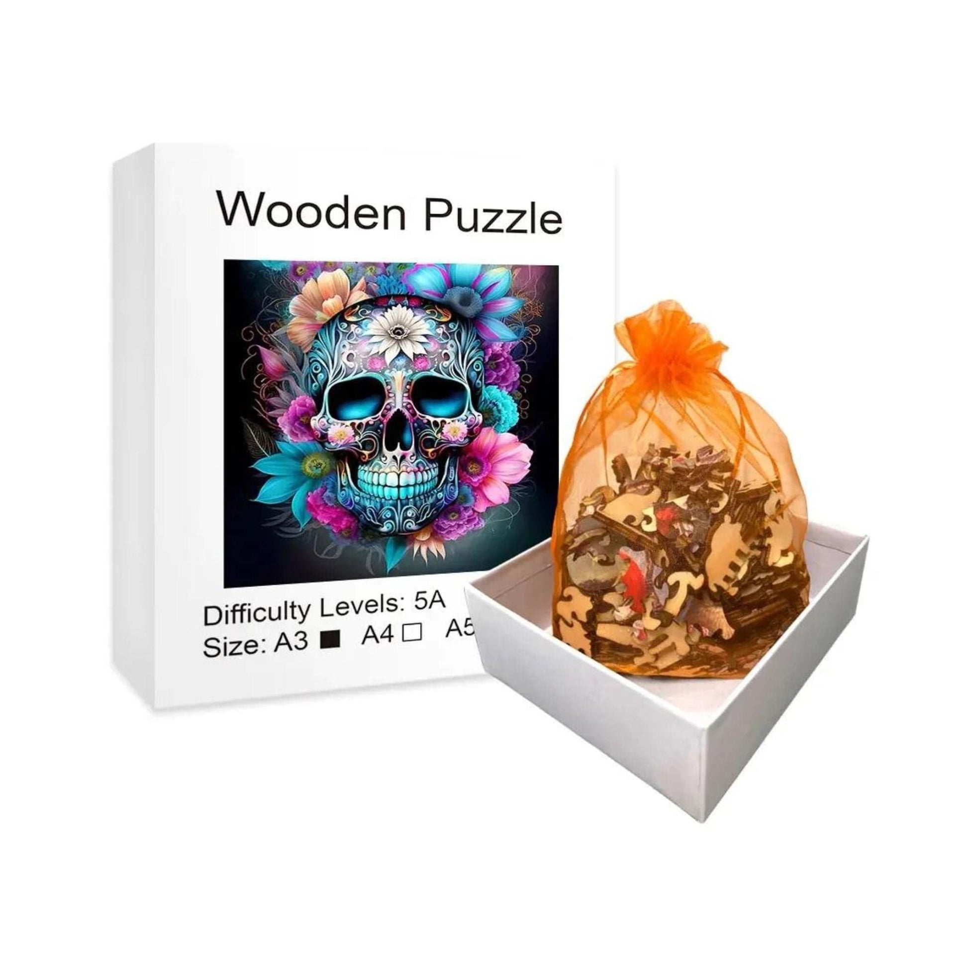 Puzzle 2D - Le Crâne d'Halloween | MindWood Wonders