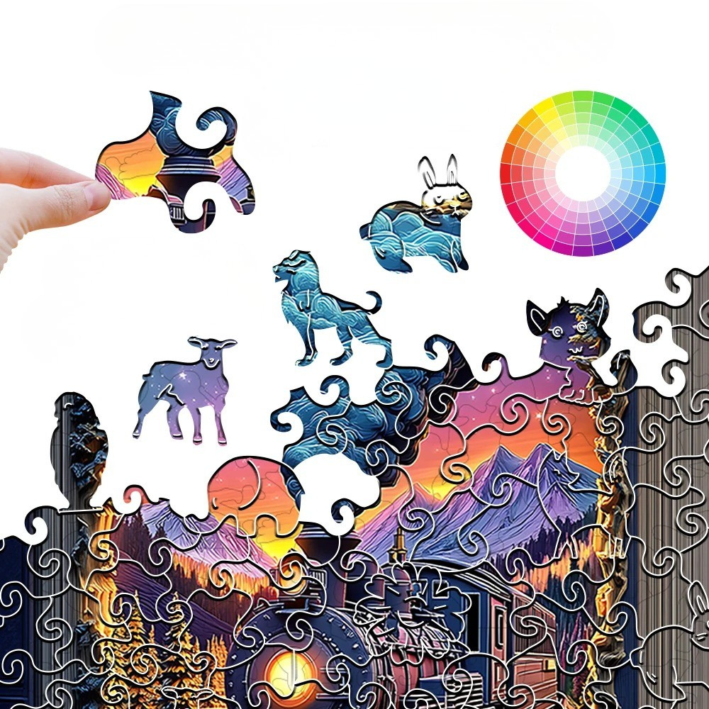 Puzzle 2D – Le Train des Montagnes Enchantées | MindWood Wonders