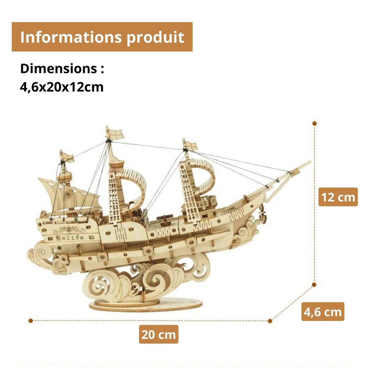 Puzzle 3D - Bâteau à voiles | MindWood Wonders