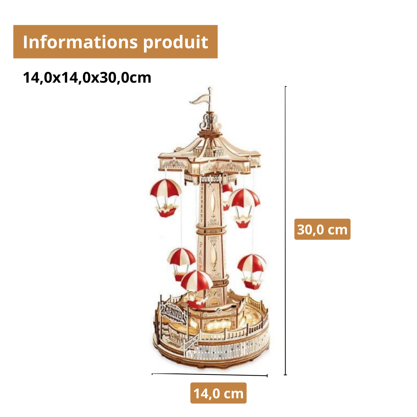 Puzzle 3D - Le Manège à Parachutes | MindWood Wonders