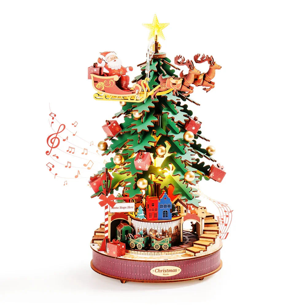 Puzzle 3D – Le Sapin Musical du Père Noël Enchanté | MindWood Wonders